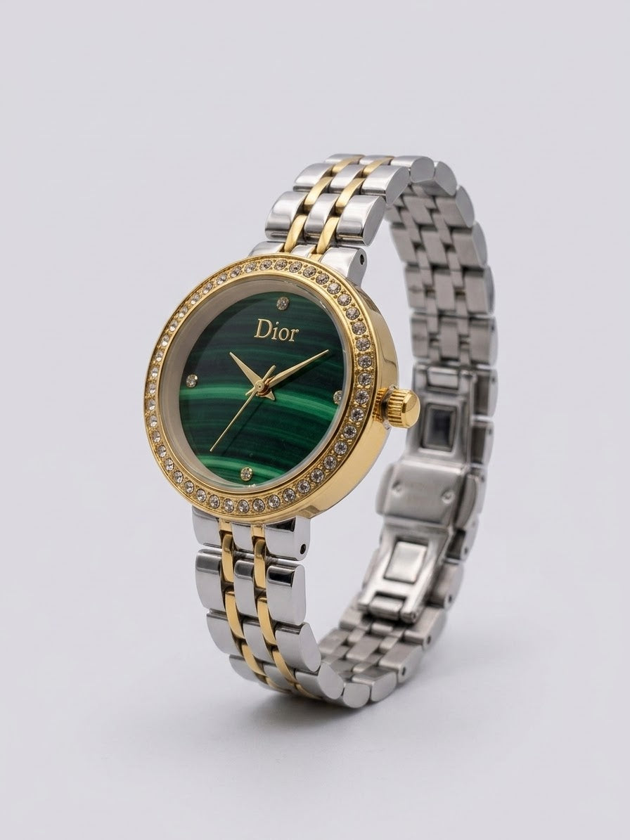 Dior Malachite Dial Two-Tone Watch