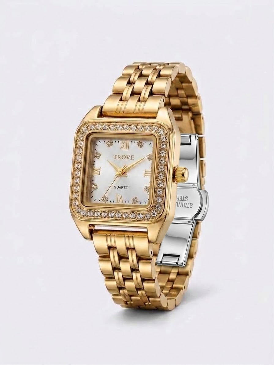 TROVE Vintage Glamour Square Crystal Watch